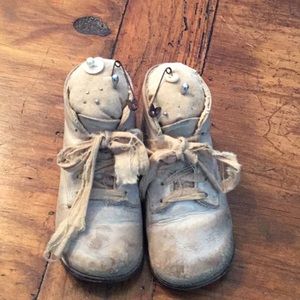 Vintage baby shoe pin cushions
